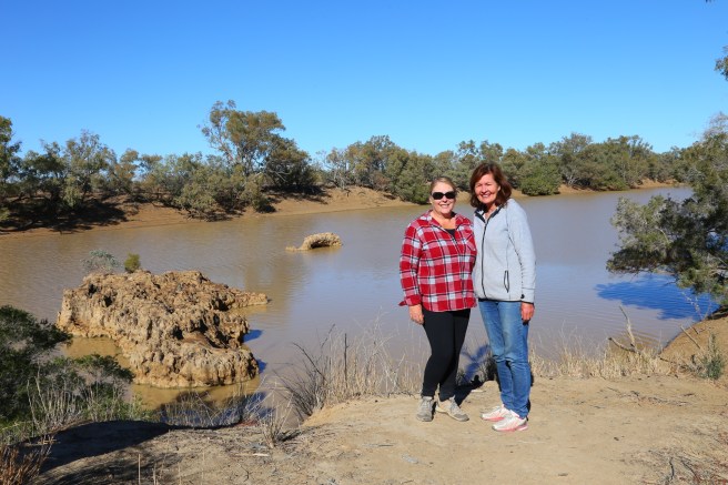 Sharon and Cindy at the Barcoo River, Welford National Park