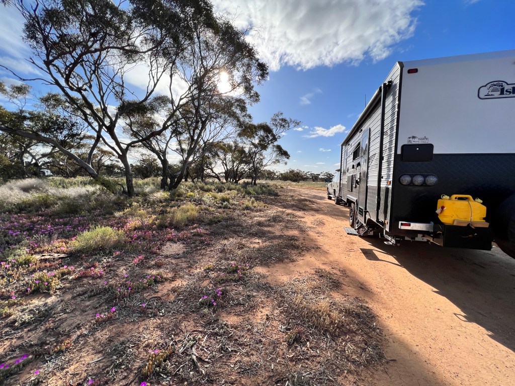 Stub Tank Bushland Reserve, Calder Highway, Ouyen, Victoria. Island Star Caravans. Opera Caravans. Ford Ranger. Free Camping.