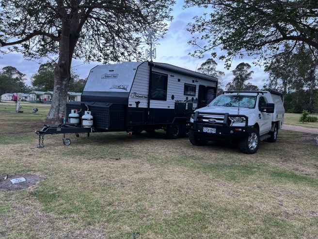 Our camp site at Eden Gateway Caravan Park, Eden NSW